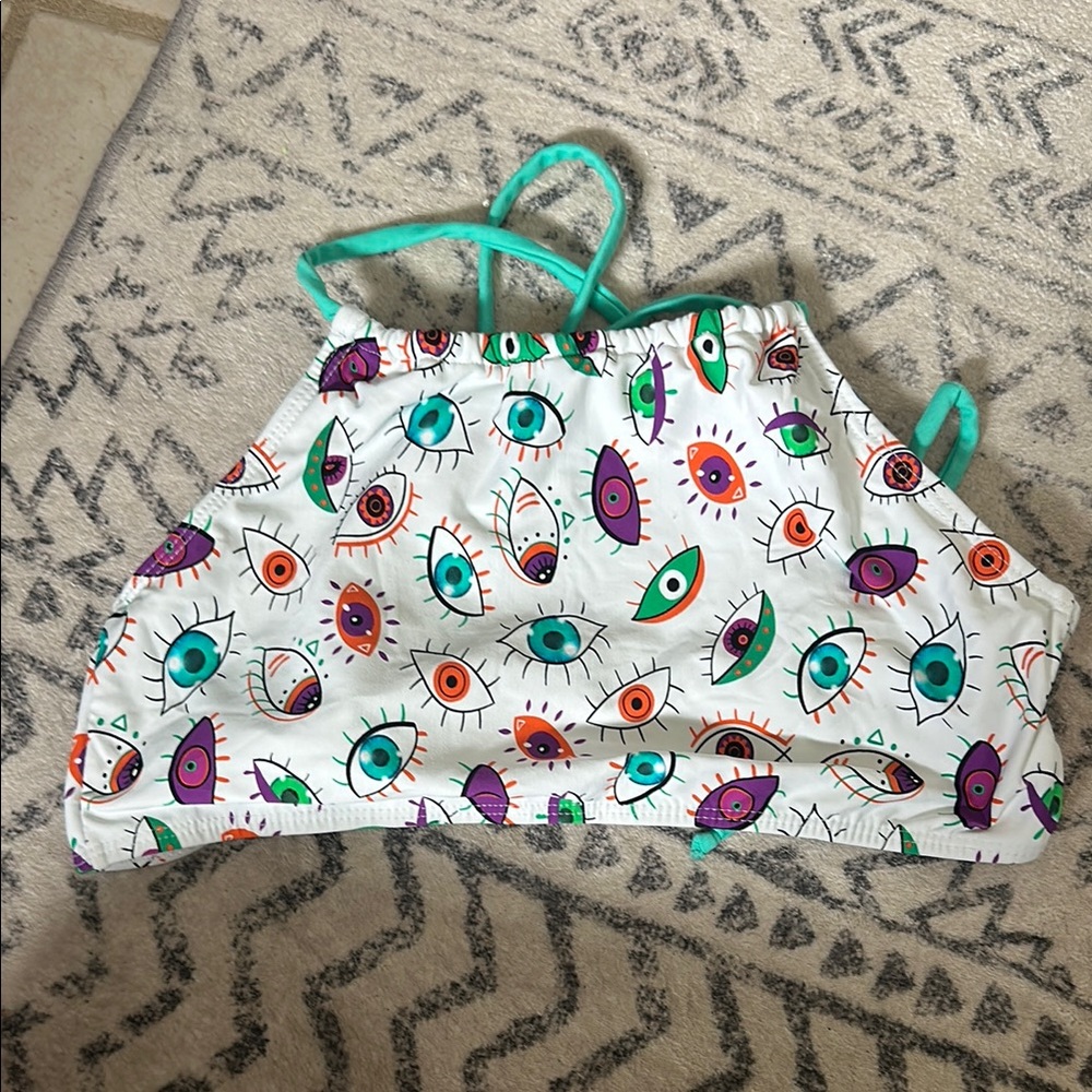 Colorful Eye Print Crop Top